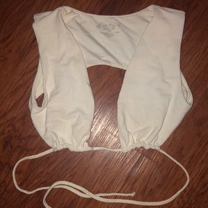 Frankie’s white bikini top